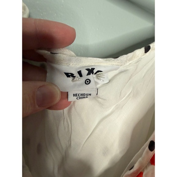 Rixo for Target polka dot sleeveless ruffle maxi slip dress - Picture 4 of 10